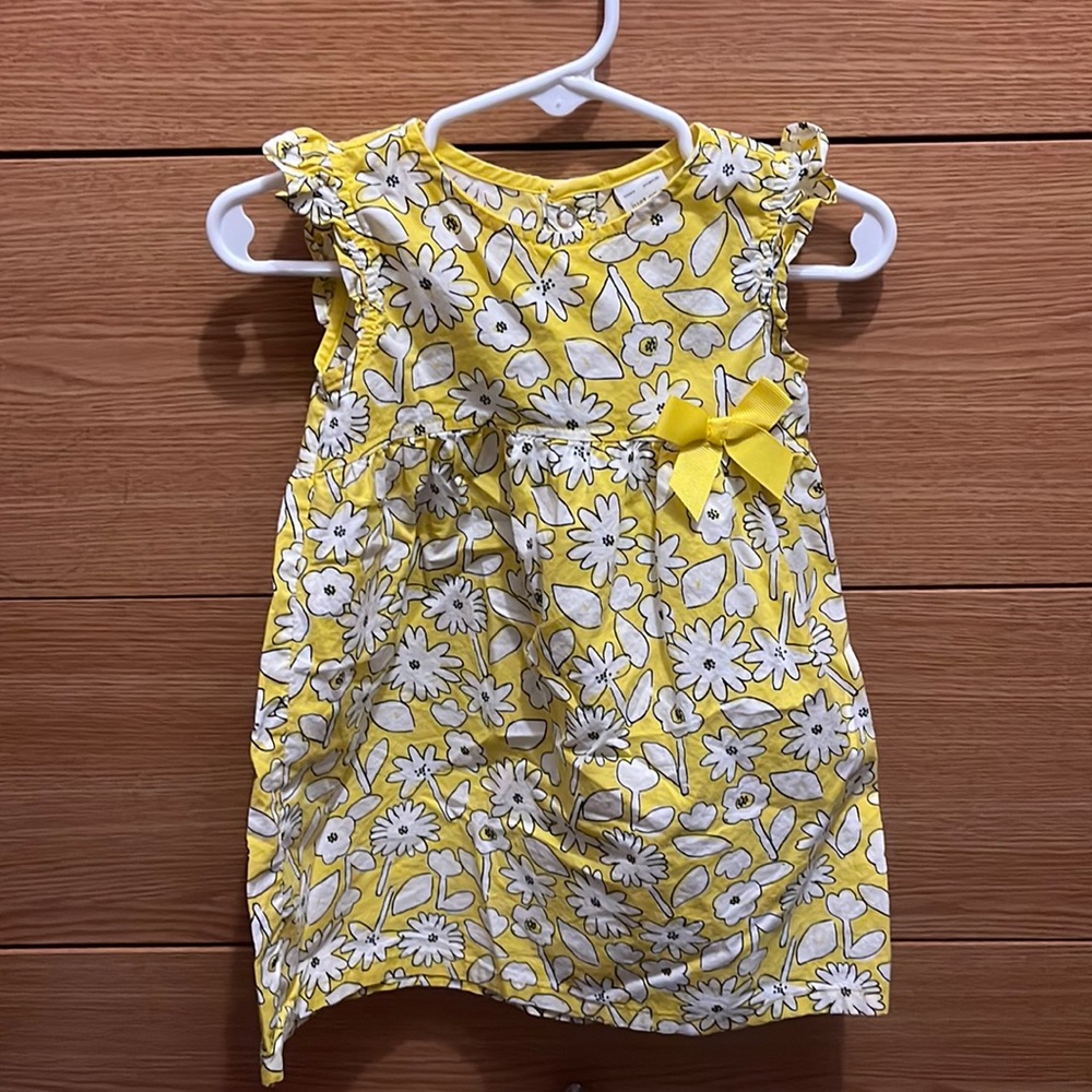 🌼Yellow floral design dress w/ diaper cover💛🌼